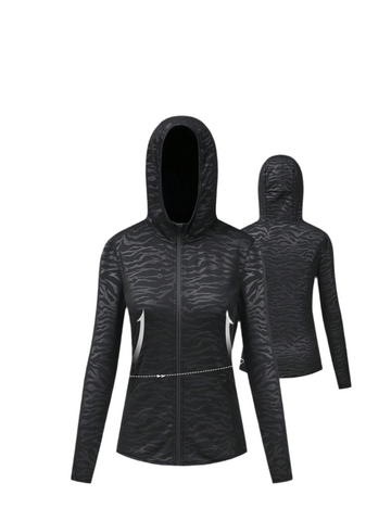 Giacca sportiva casual da donna per l'autunno e l'inverno, con cappuccio e fodera in pile spessa